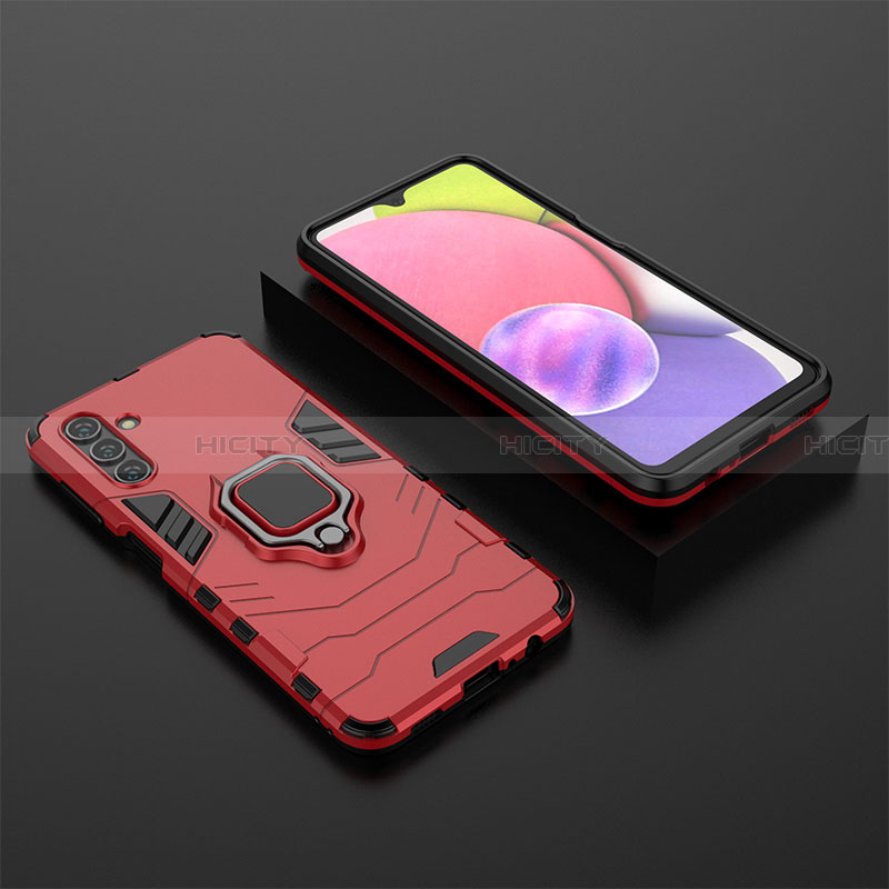 Coque Contour Silicone et Plastique Housse Etui Mat avec Magnetique Support Bague Anneau pour Samsung Galaxy A13 5G Rouge Plus