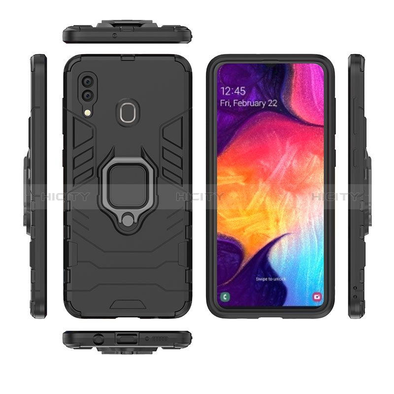 Coque Contour Silicone et Plastique Housse Etui Mat avec Magnetique Support Bague Anneau pour Samsung Galaxy A20 Plus