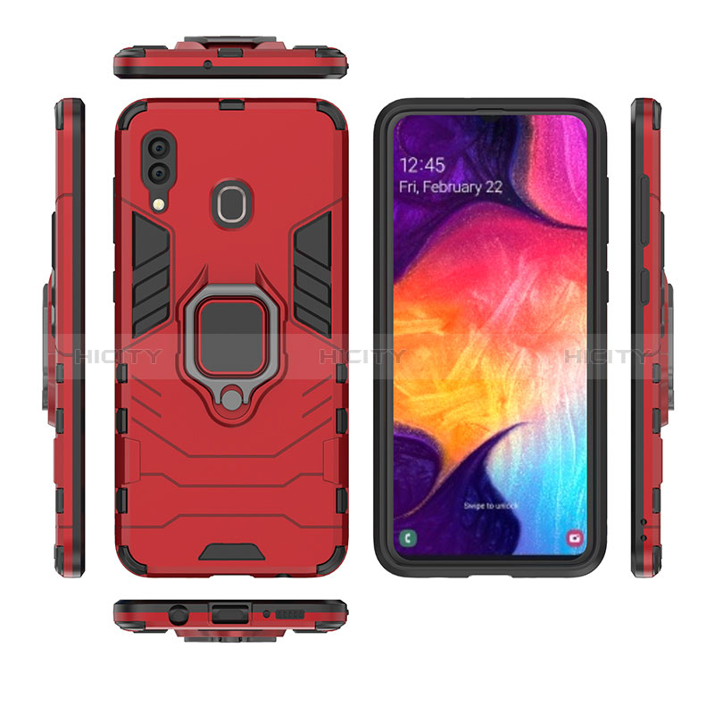 Coque Contour Silicone et Plastique Housse Etui Mat avec Magnetique Support Bague Anneau pour Samsung Galaxy A20 Plus