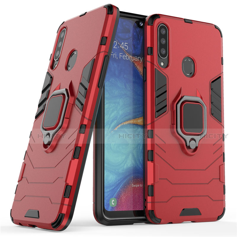 Coque Contour Silicone et Plastique Housse Etui Mat avec Magnetique Support Bague Anneau pour Samsung Galaxy A20s Plus