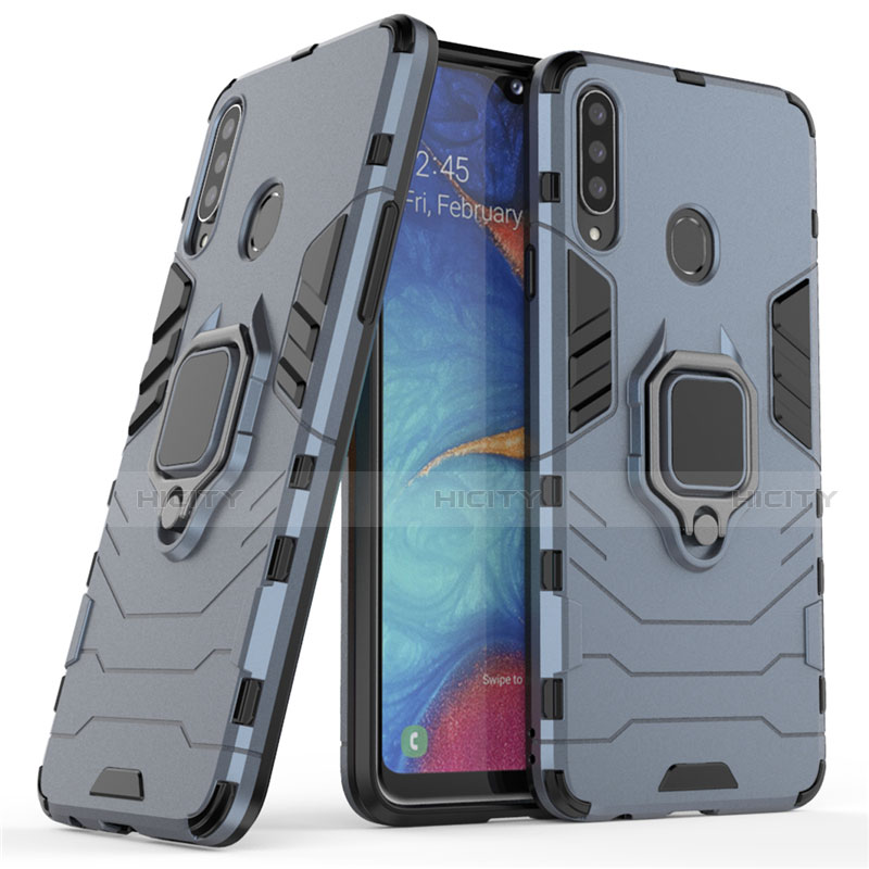 Coque Contour Silicone et Plastique Housse Etui Mat avec Magnetique Support Bague Anneau pour Samsung Galaxy A20s Plus