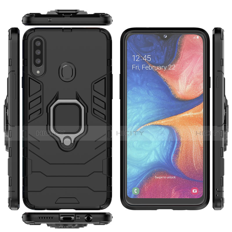 Coque Contour Silicone et Plastique Housse Etui Mat avec Magnetique Support Bague Anneau pour Samsung Galaxy A20s Plus