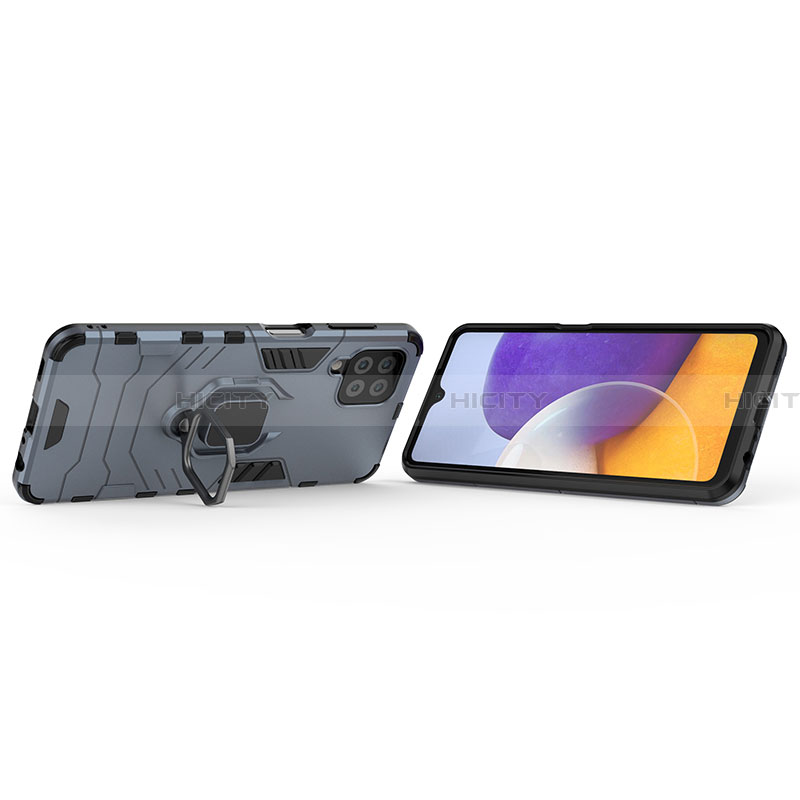 Coque Contour Silicone et Plastique Housse Etui Mat avec Magnetique Support Bague Anneau pour Samsung Galaxy A22 4G Plus