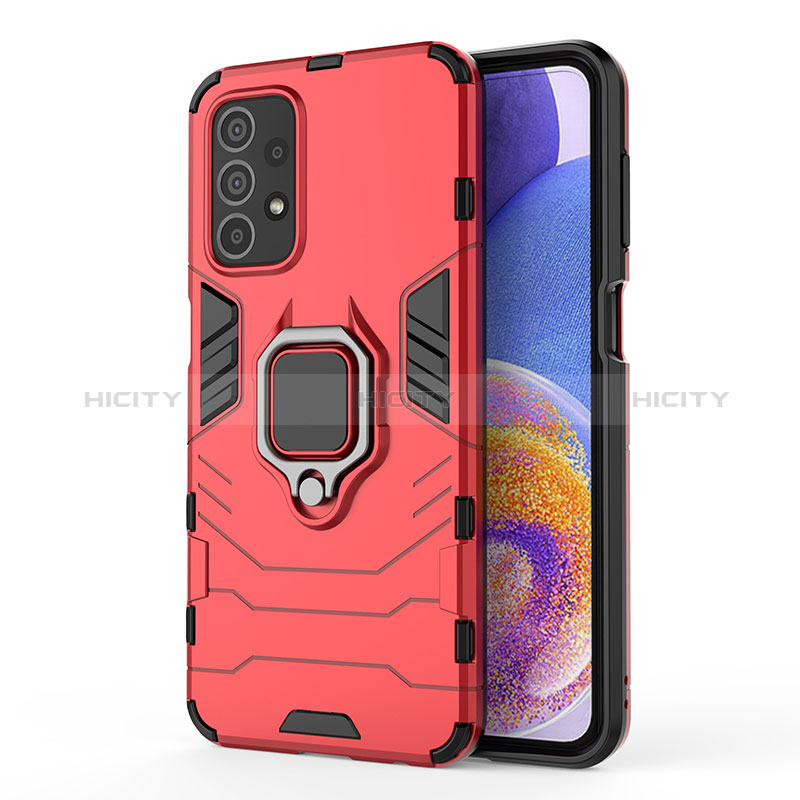 Coque Contour Silicone et Plastique Housse Etui Mat avec Magnetique Support Bague Anneau pour Samsung Galaxy A23 5G Rouge Plus