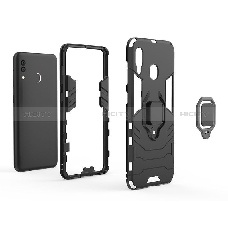 Coque Contour Silicone et Plastique Housse Etui Mat avec Magnetique Support Bague Anneau pour Samsung Galaxy A30 Plus