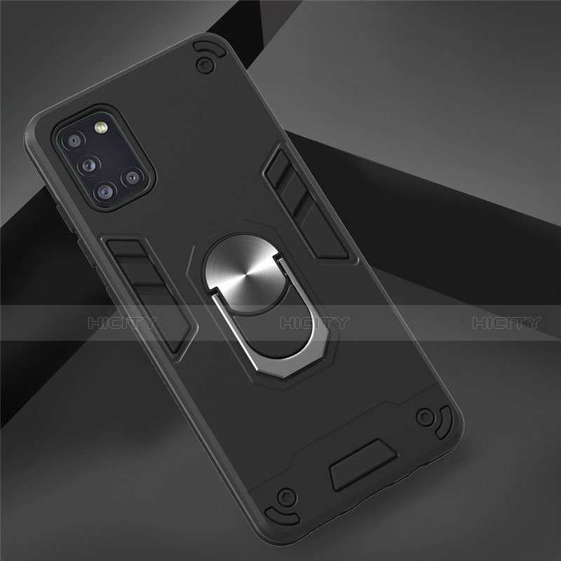 Coque Contour Silicone et Plastique Housse Etui Mat avec Magnetique Support Bague Anneau pour Samsung Galaxy A31 Plus