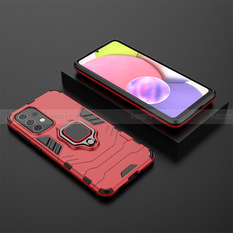 Coque Contour Silicone et Plastique Housse Etui Mat avec Magnetique Support Bague Anneau pour Samsung Galaxy A33 5G Rouge Plus