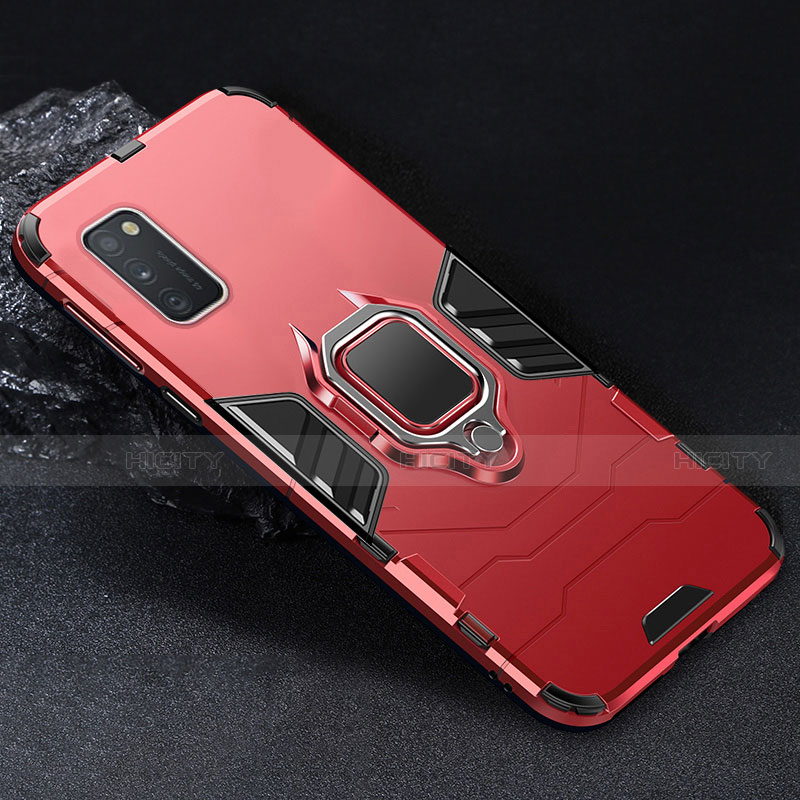 Coque Contour Silicone et Plastique Housse Etui Mat avec Magnetique Support Bague Anneau pour Samsung Galaxy A41 Rouge Plus