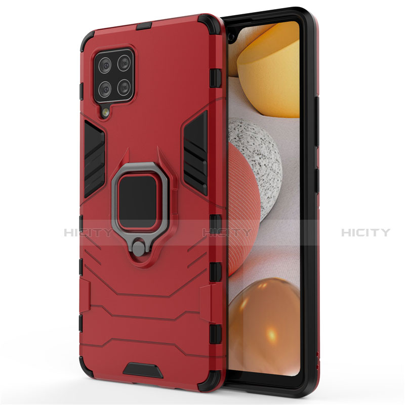 Coque Contour Silicone et Plastique Housse Etui Mat avec Magnetique Support Bague Anneau pour Samsung Galaxy A42 5G Rouge Plus