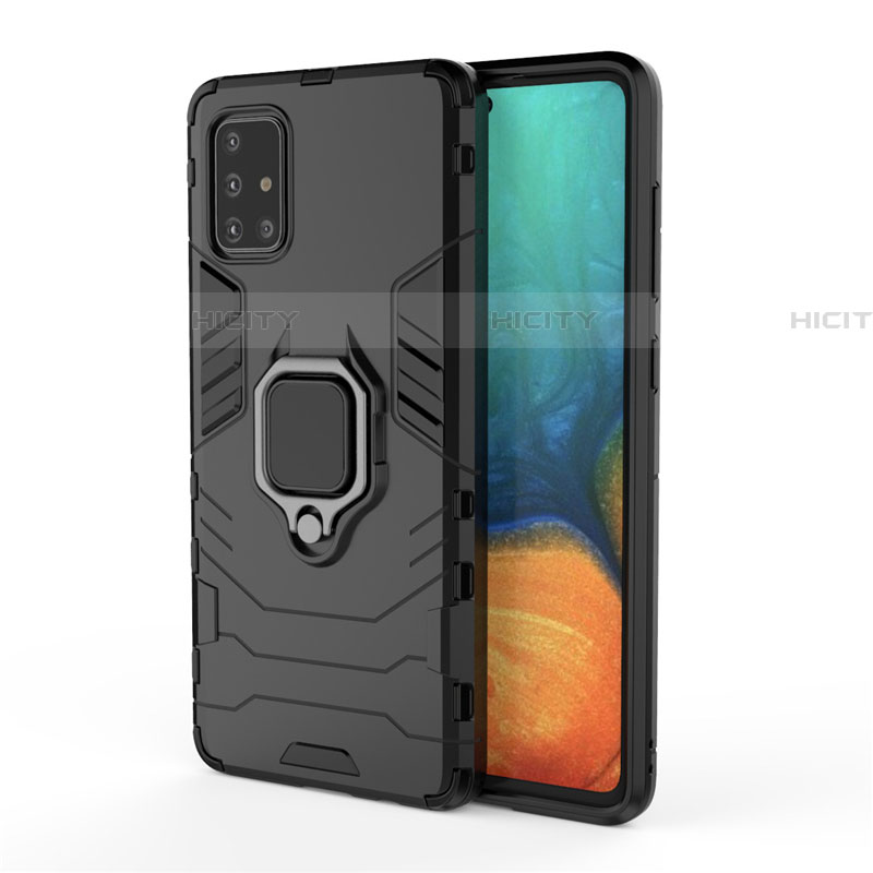 Coque Contour Silicone et Plastique Housse Etui Mat avec Magnetique Support Bague Anneau pour Samsung Galaxy A51 5G Noir Plus