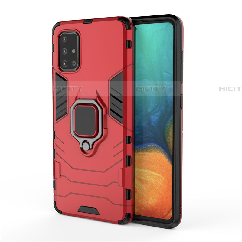 Coque Contour Silicone et Plastique Housse Etui Mat avec Magnetique Support Bague Anneau pour Samsung Galaxy A51 5G Rouge Plus