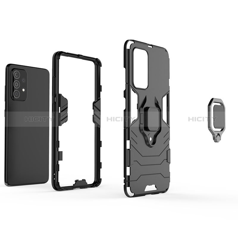 Coque Contour Silicone et Plastique Housse Etui Mat avec Magnetique Support Bague Anneau pour Samsung Galaxy A52s 5G Plus