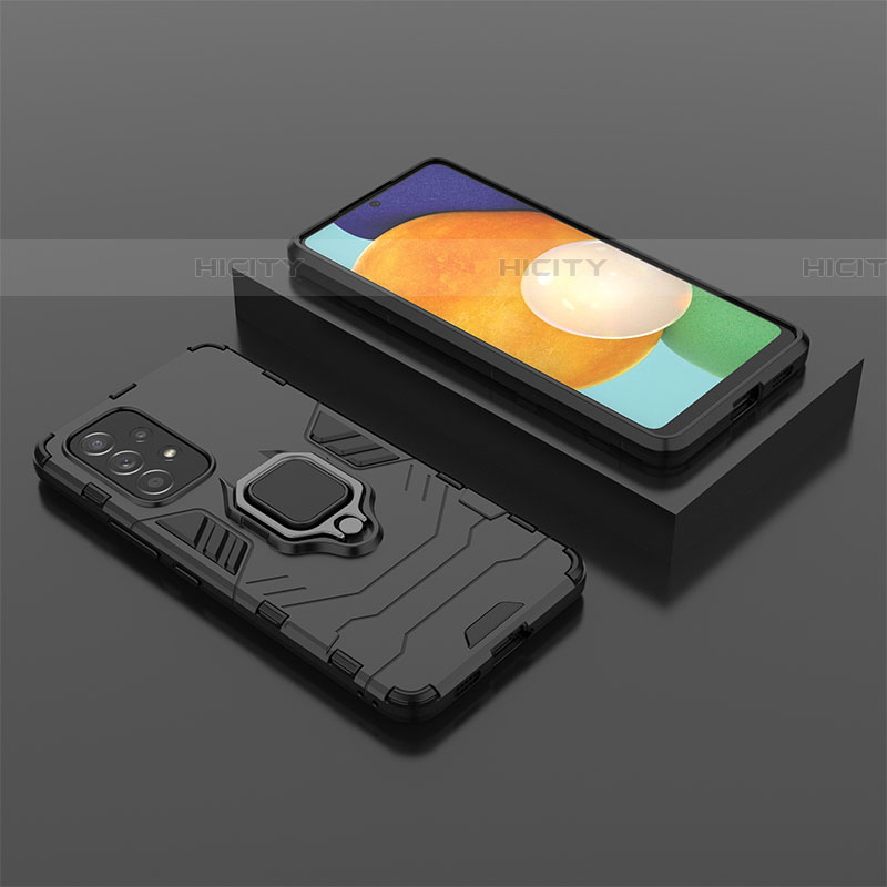 Coque Contour Silicone et Plastique Housse Etui Mat avec Magnetique Support Bague Anneau pour Samsung Galaxy A53 5G Noir Plus