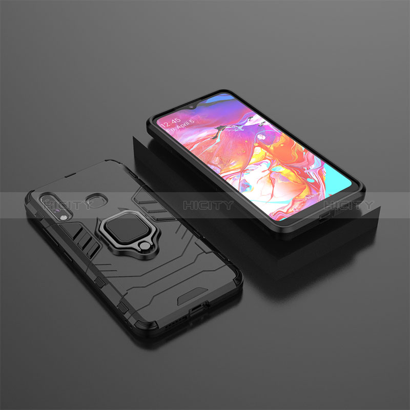 Coque Contour Silicone et Plastique Housse Etui Mat avec Magnetique Support Bague Anneau pour Samsung Galaxy A70E Plus