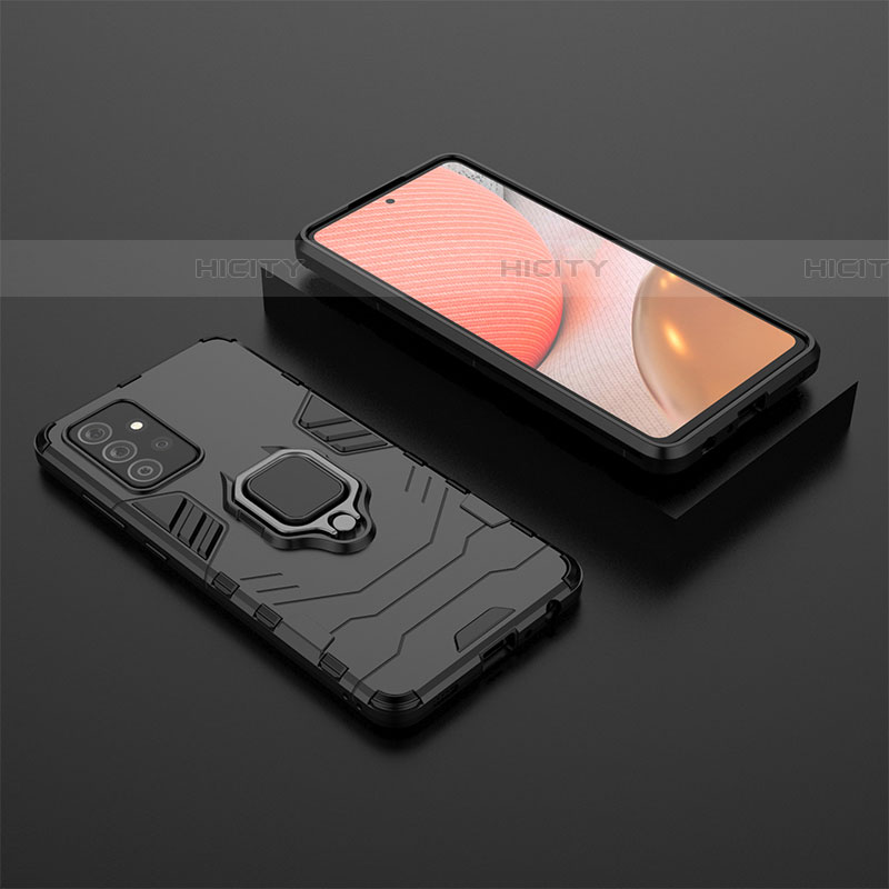 Coque Contour Silicone et Plastique Housse Etui Mat avec Magnetique Support Bague Anneau pour Samsung Galaxy A72 5G Plus