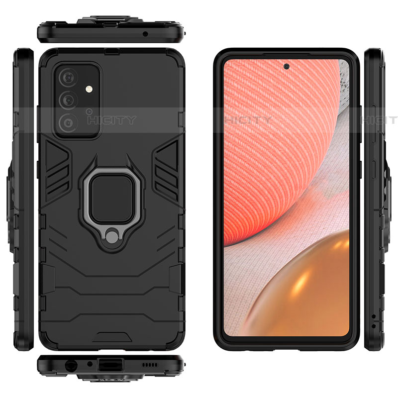 Coque Contour Silicone et Plastique Housse Etui Mat avec Magnetique Support Bague Anneau pour Samsung Galaxy A72 5G Plus