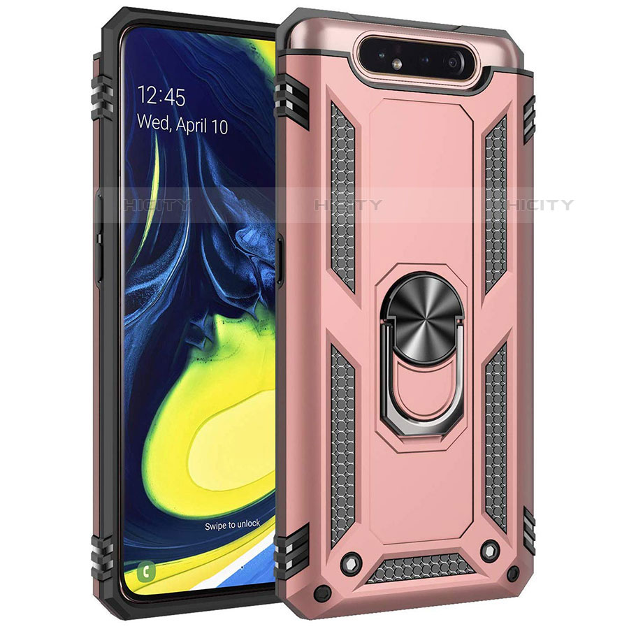 Coque Contour Silicone et Plastique Housse Etui Mat avec Magnetique Support Bague Anneau pour Samsung Galaxy A90 4G Plus