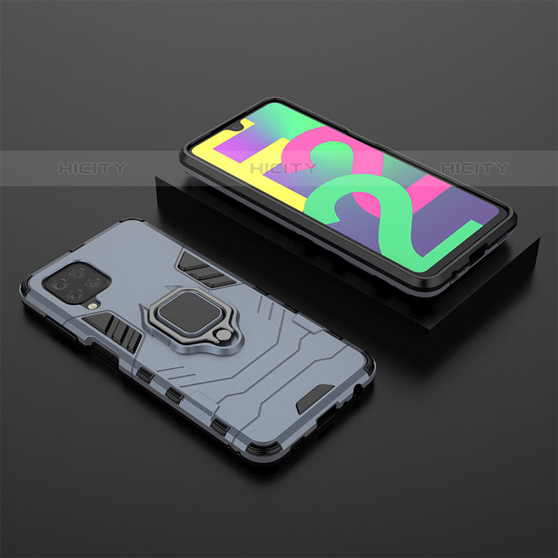 Coque Contour Silicone et Plastique Housse Etui Mat avec Magnetique Support Bague Anneau pour Samsung Galaxy M22 4G Plus