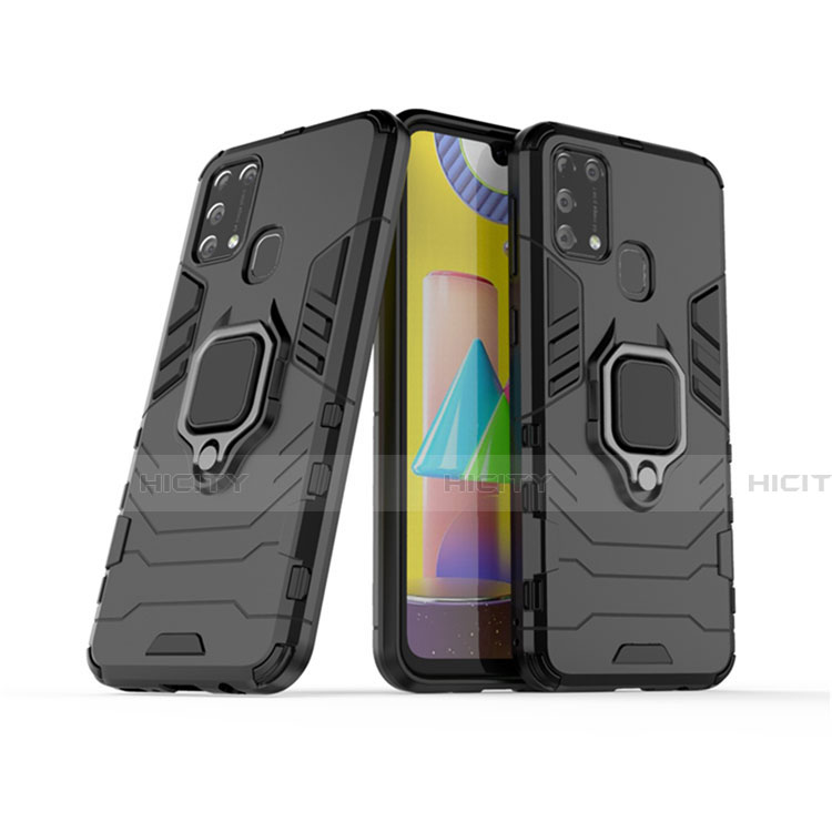 Coque Contour Silicone et Plastique Housse Etui Mat avec Magnetique Support Bague Anneau pour Samsung Galaxy M31 Plus