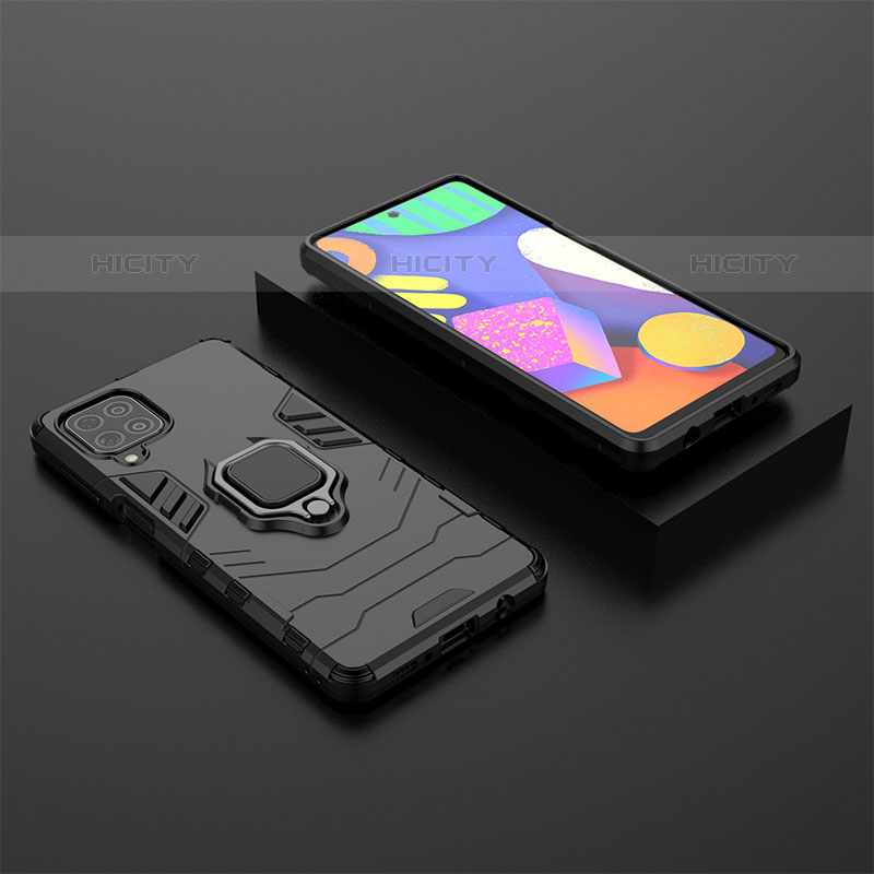 Coque Contour Silicone et Plastique Housse Etui Mat avec Magnetique Support Bague Anneau pour Samsung Galaxy M62 4G Noir Plus