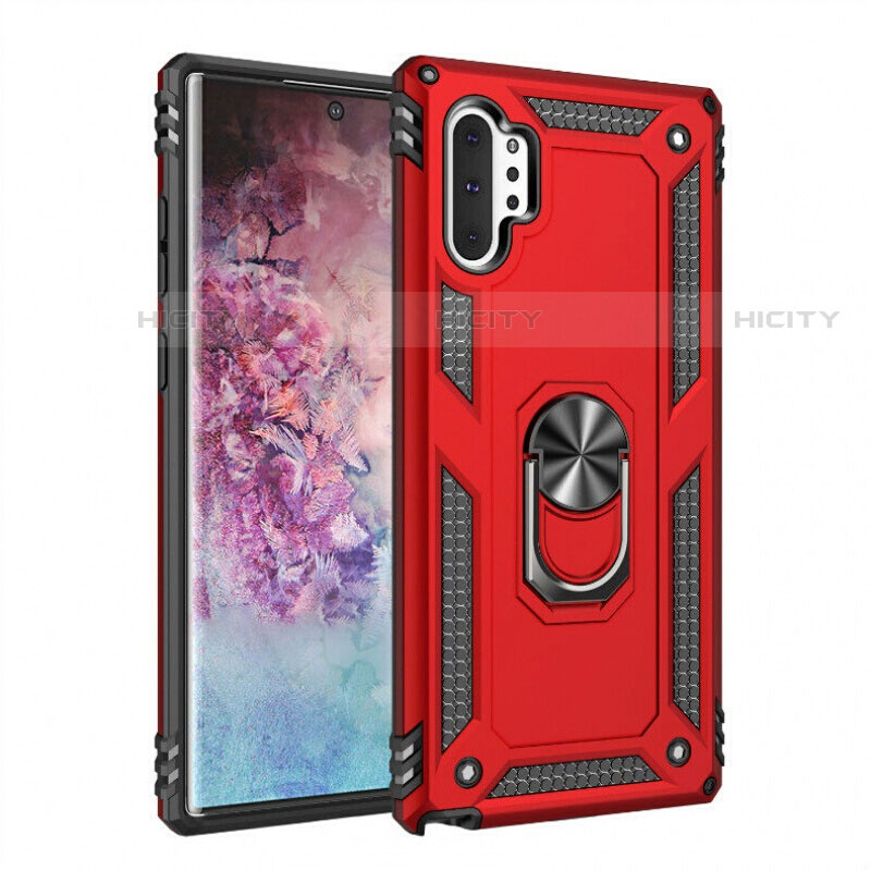 Coque Contour Silicone et Plastique Housse Etui Mat avec Magnetique Support Bague Anneau pour Samsung Galaxy Note 10 Plus 5G Plus