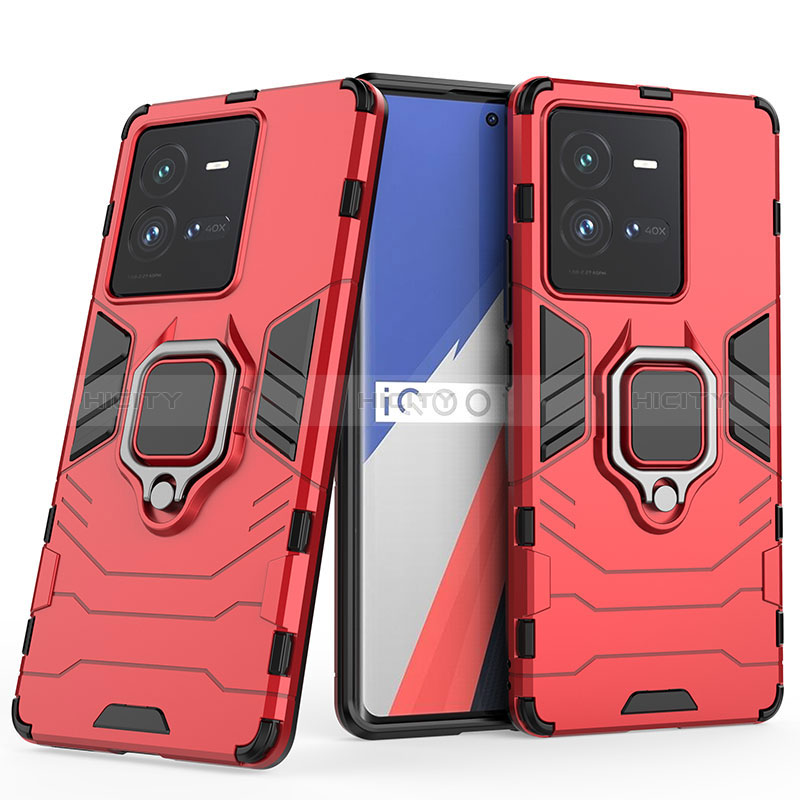 Coque Contour Silicone et Plastique Housse Etui Mat avec Magnetique Support Bague Anneau pour Vivo iQOO 10 Pro 5G Plus