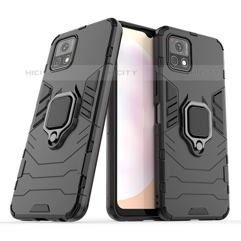 Coque Contour Silicone et Plastique Housse Etui Mat avec Magnetique Support Bague Anneau pour Vivo iQOO U3 5G Noir Plus