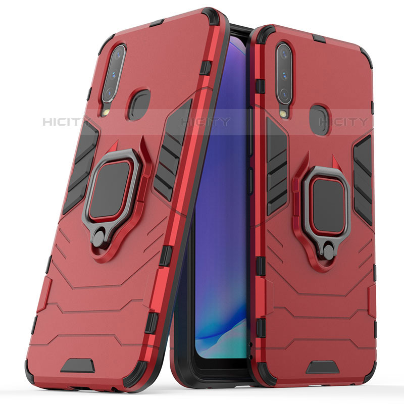 Coque Contour Silicone et Plastique Housse Etui Mat avec Magnetique Support Bague Anneau pour Vivo Y11 Plus