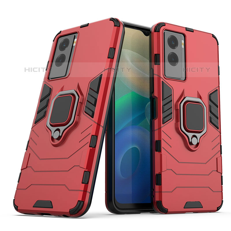 Coque Contour Silicone et Plastique Housse Etui Mat avec Magnetique Support Bague Anneau pour Vivo Y72t Rouge Plus