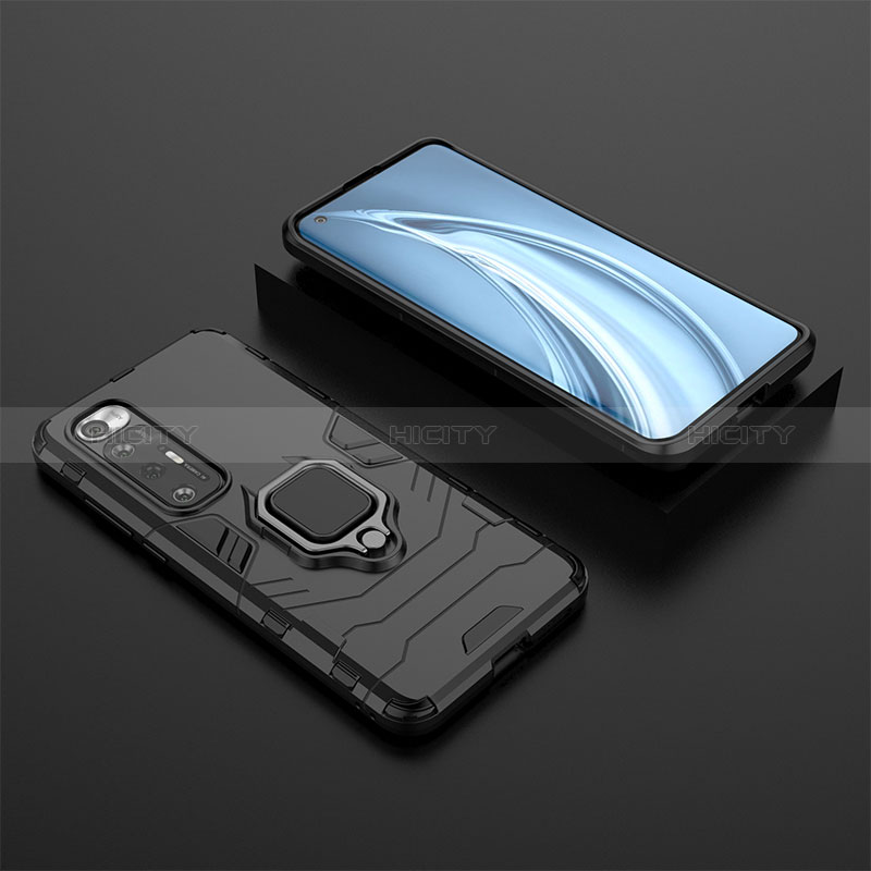 Coque Contour Silicone et Plastique Housse Etui Mat avec Magnetique Support Bague Anneau pour Xiaomi Mi 10S 5G Noir Plus