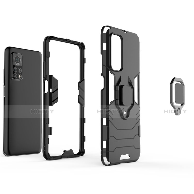 Coque Contour Silicone et Plastique Housse Etui Mat avec Magnetique Support Bague Anneau pour Xiaomi Mi 10T 5G Plus