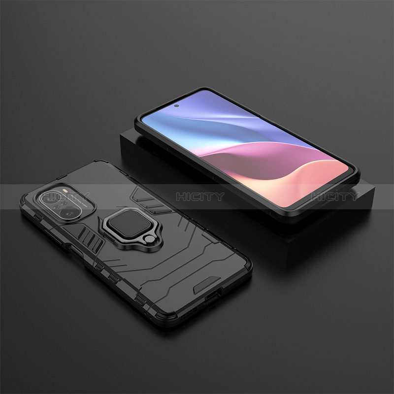 Coque Contour Silicone et Plastique Housse Etui Mat avec Magnetique Support Bague Anneau pour Xiaomi Mi 11i 5G Noir Plus