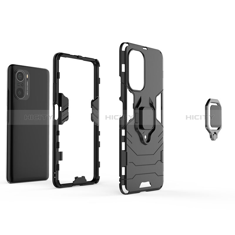 Coque Contour Silicone et Plastique Housse Etui Mat avec Magnetique Support Bague Anneau pour Xiaomi Mi 11i 5G Plus