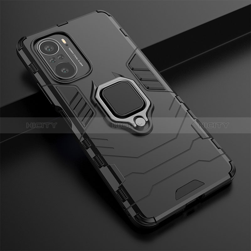 Coque Contour Silicone et Plastique Housse Etui Mat avec Magnetique Support Bague Anneau pour Xiaomi Mi 11i 5G Plus