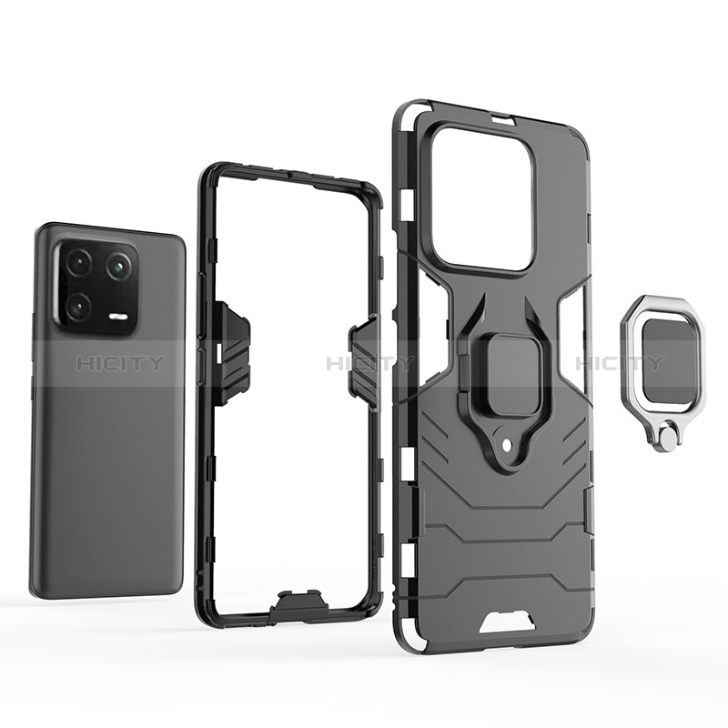 Coque Contour Silicone et Plastique Housse Etui Mat avec Magnetique Support Bague Anneau pour Xiaomi Mi 13 Pro 5G Plus