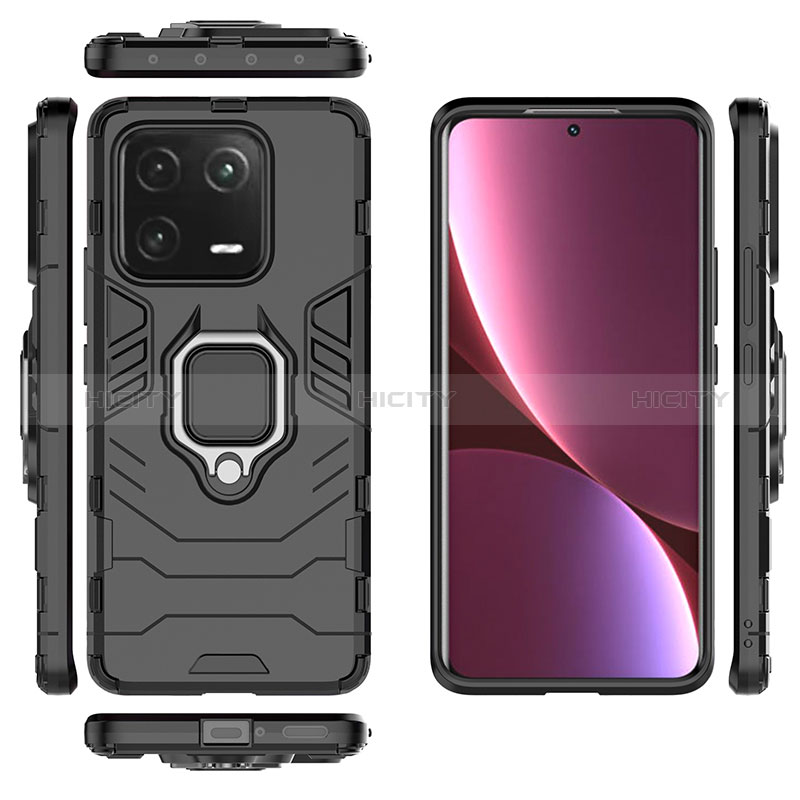 Coque Contour Silicone et Plastique Housse Etui Mat avec Magnetique Support Bague Anneau pour Xiaomi Mi 13 Pro 5G Plus