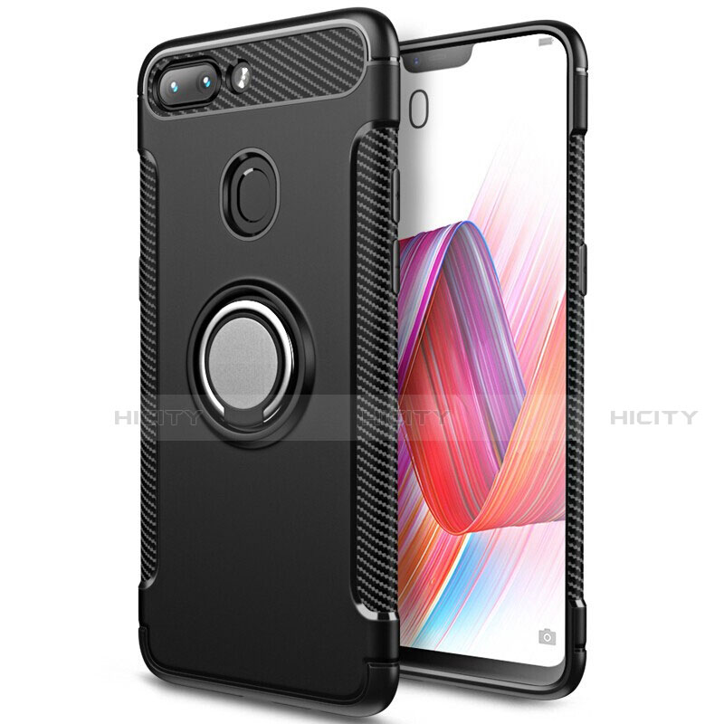 Coque Contour Silicone et Plastique Housse Etui Mat avec Magnetique Support Bague Anneau pour Xiaomi Mi 8 Lite Noir Plus