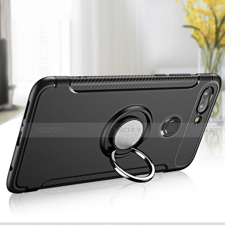 Coque Contour Silicone et Plastique Housse Etui Mat avec Magnetique Support Bague Anneau pour Xiaomi Mi 8 Lite Plus