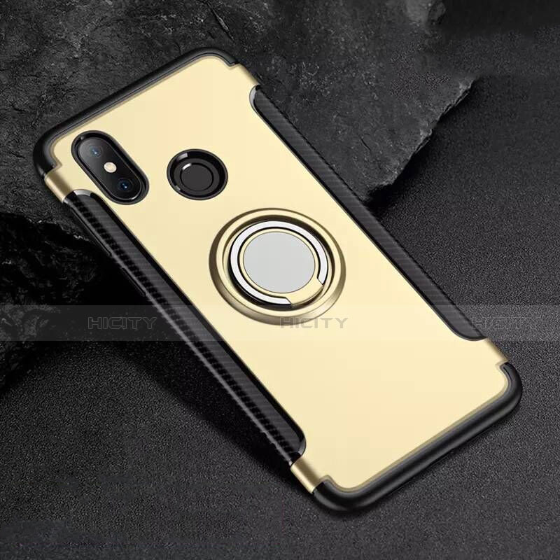 Coque Contour Silicone et Plastique Housse Etui Mat avec Magnetique Support Bague Anneau pour Xiaomi Mi 8 Plus