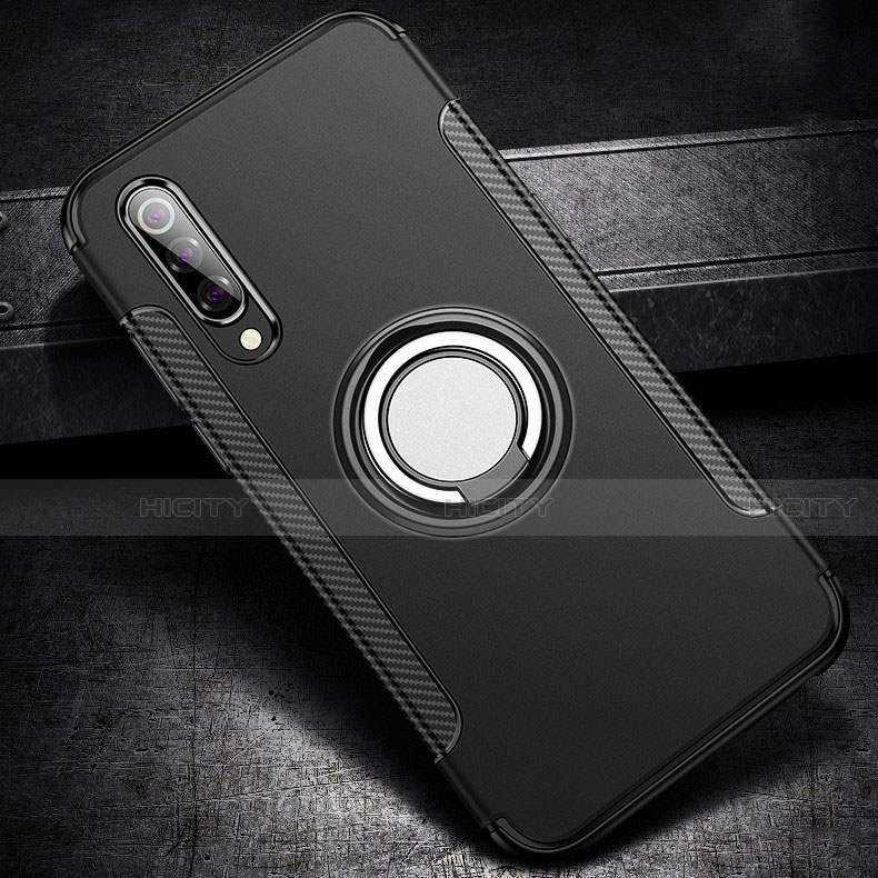 Coque Contour Silicone et Plastique Housse Etui Mat avec Magnetique Support Bague Anneau pour Xiaomi Mi 9 Pro 5G Noir Plus