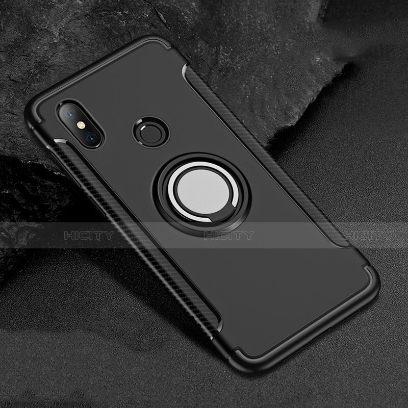 Coque Contour Silicone et Plastique Housse Etui Mat avec Magnetique Support Bague Anneau pour Xiaomi Mi A2 Lite Plus