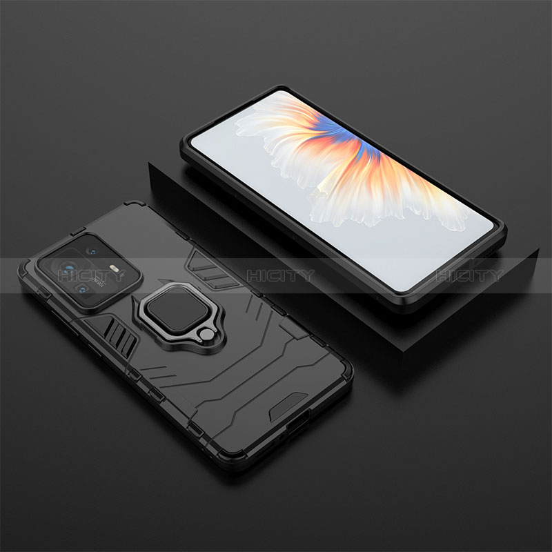 Coque Contour Silicone et Plastique Housse Etui Mat avec Magnetique Support Bague Anneau pour Xiaomi Mi Mix 4 5G Noir Plus