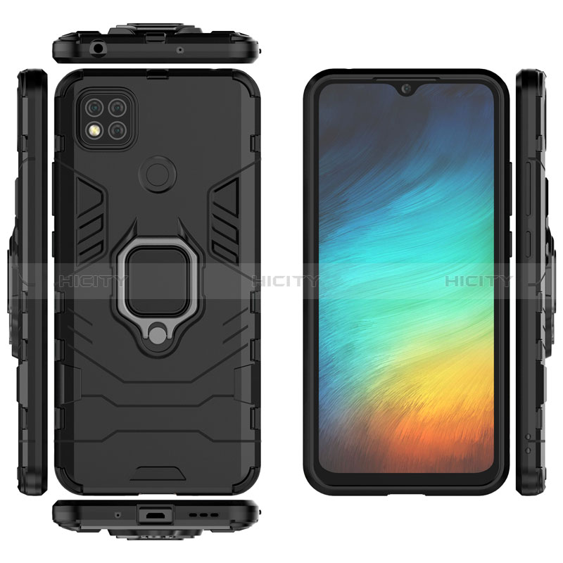 Coque Contour Silicone et Plastique Housse Etui Mat avec Magnetique Support Bague Anneau pour Xiaomi POCO C31 Plus