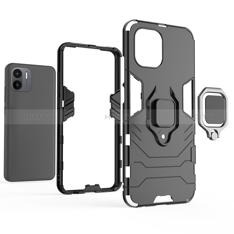 Coque Contour Silicone et Plastique Housse Etui Mat avec Magnetique Support Bague Anneau pour Xiaomi Poco C51 Plus