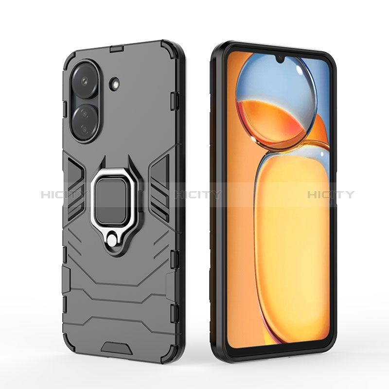 Coque Contour Silicone et Plastique Housse Etui Mat avec Magnetique Support Bague Anneau pour Xiaomi Poco C65 Plus