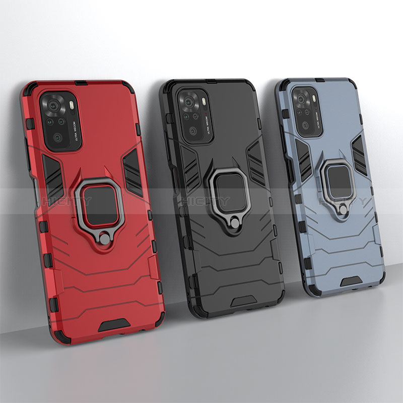 Coque Contour Silicone et Plastique Housse Etui Mat avec Magnetique Support Bague Anneau pour Xiaomi Poco M5S Plus