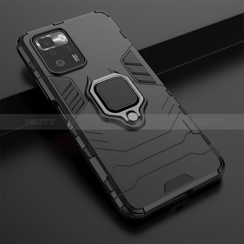 Coque Contour Silicone et Plastique Housse Etui Mat avec Magnetique Support Bague Anneau pour Xiaomi Poco X3 GT 5G Plus