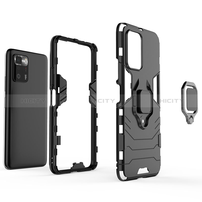 Coque Contour Silicone et Plastique Housse Etui Mat avec Magnetique Support Bague Anneau pour Xiaomi Poco X3 GT 5G Plus