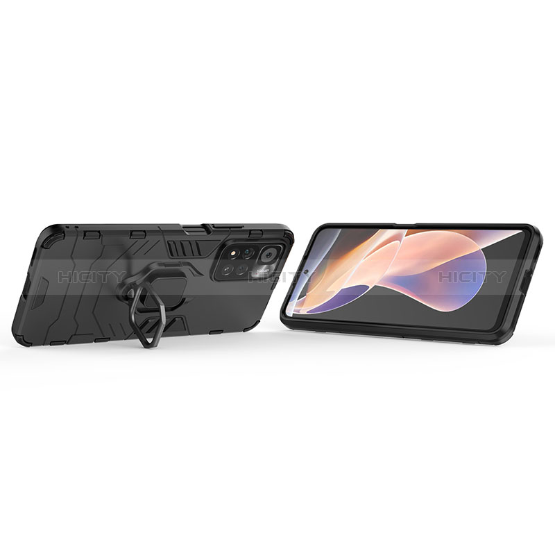 Coque Contour Silicone et Plastique Housse Etui Mat avec Magnetique Support Bague Anneau pour Xiaomi Poco X4 NFC Plus