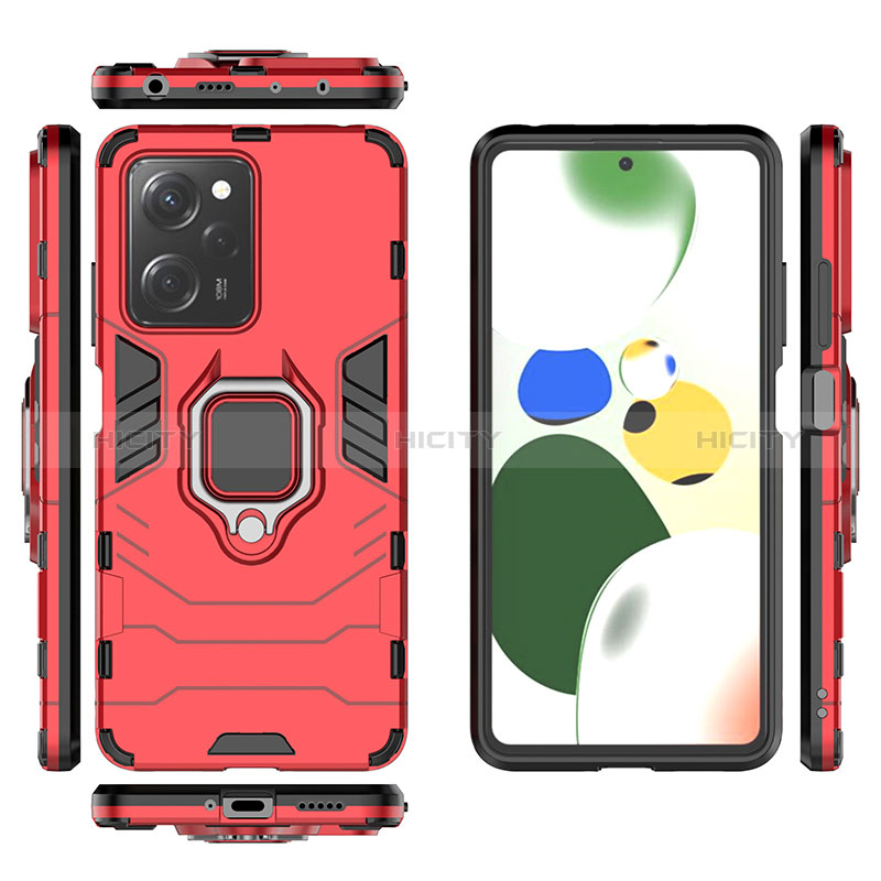 Coque Contour Silicone et Plastique Housse Etui Mat avec Magnetique Support Bague Anneau pour Xiaomi Poco X5 Pro 5G Plus